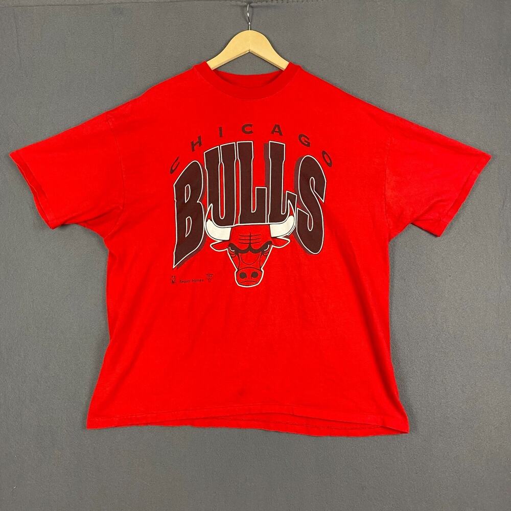 VTG Chicago Bulls T-Shirt Mens 2XL Red Single Stitch Hanes Beefy NBA USA 90s